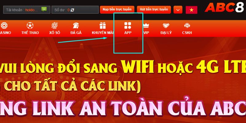 Chọn mục App để đi đến link tải